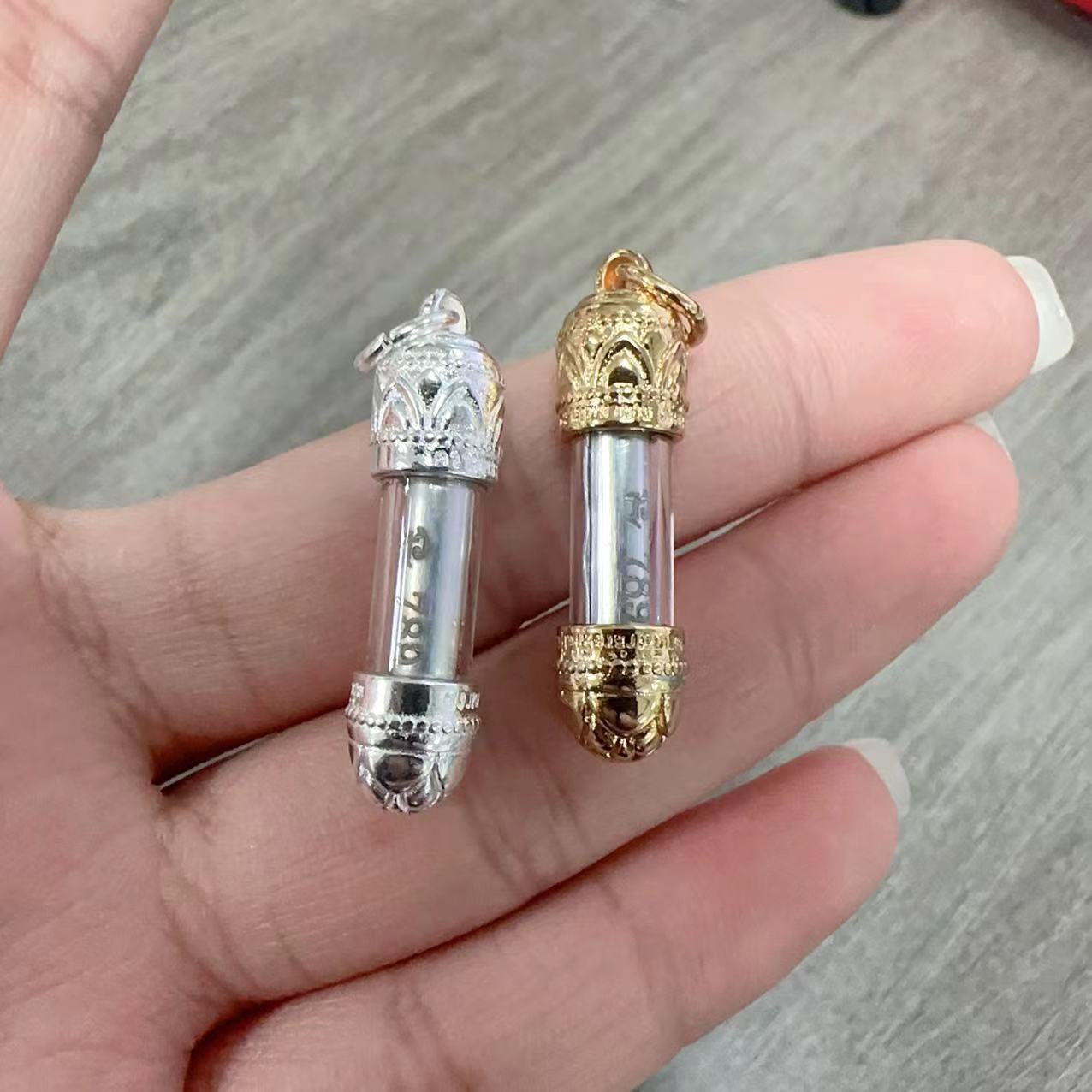 Collana tubolare con amuleto thailandese Lina Girl, antica benedizione in argento, statua di Buddha in oro, stile retrò, ciondolo versatile_voghion.com