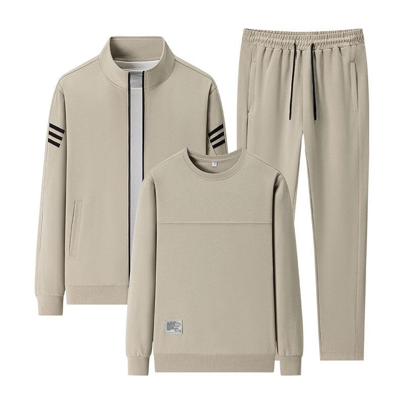 Trajes deportivos transfronterizos de primavera y otoño para hombres 2025 nuevos trajes deportivos casuales chaqueta chaqueta pantalones de tres piezas para hombres moda image 9