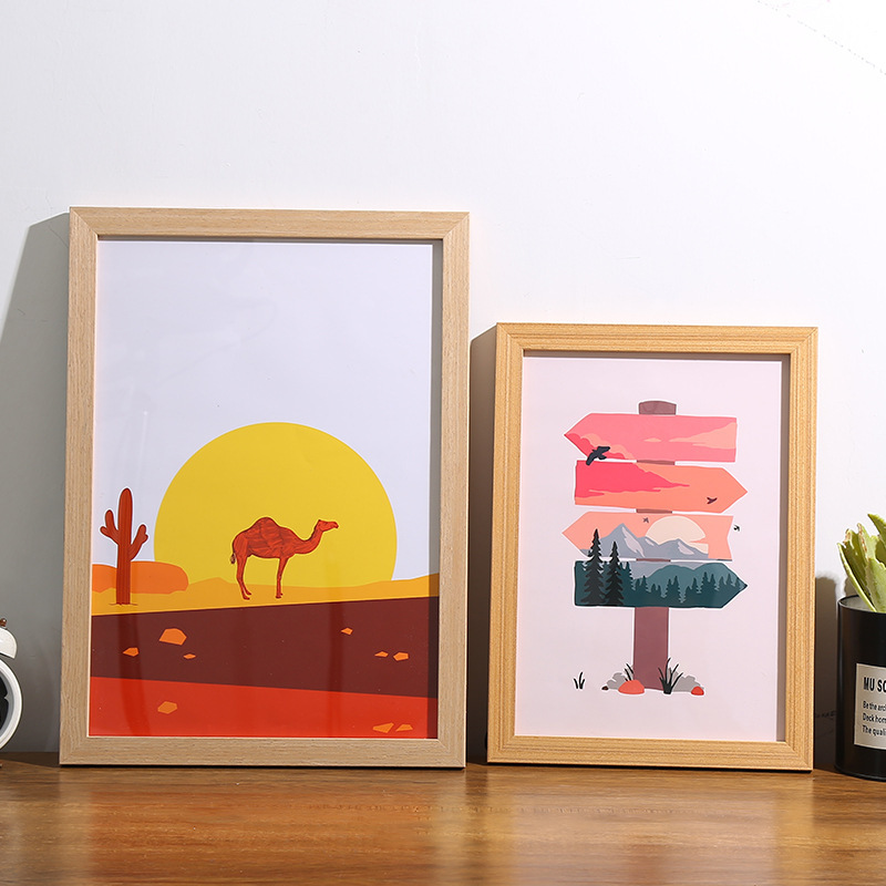 Simple wooden photo frame table wholesale 7 inch 8 inch mounted A3A4 wall frame handmade creative 4K8K photo wall