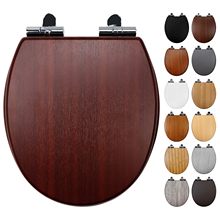 工厂直销17寸密度板木质MDF马桶盖带pvc贴皮酒红色木纹带缓降