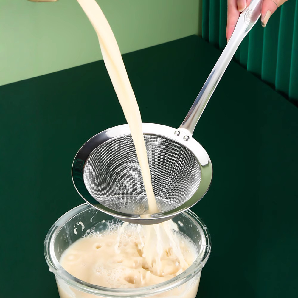 304 colador de acero inoxidable cocina hogar colador de malla fina colador de aceite de leche de soja filtro de malla de fideos cuchara tamiz de malla
