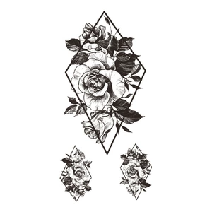 Black Floral Tattoo Stickers for Women - Sexy Big Picture Tattoo Sticker Sheets - Customized in Stock