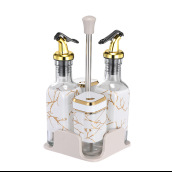 Oil and vinegar bottle (gold and white stripes)