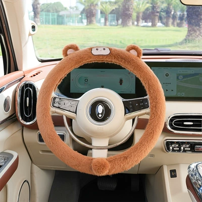 car gloves cute puppy car | Steering wheel cover - rex-mink-monkey-steering-wheel-cover-38cm