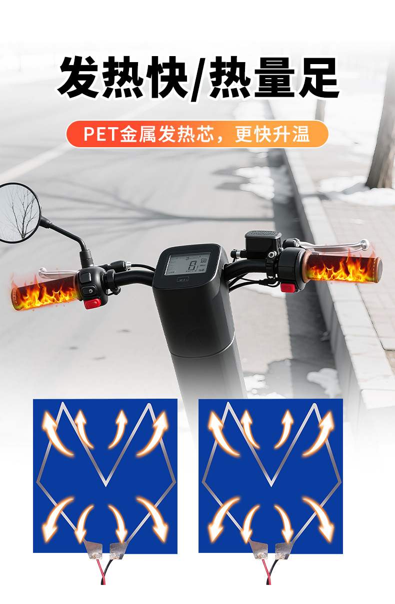 Constant Temperature Electric Heated Handlebar Cover for Electric Vehicles, Electric Heated Handlebar Cover for Motorcycles, Winter