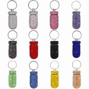 New Diamond-Encrusted Small Medicine Bottle Cross-Border Creative Full-Diamond Portable Waterproof Warehouse Full-Diamond Aluminum Alloy Medicine Can Storage Box