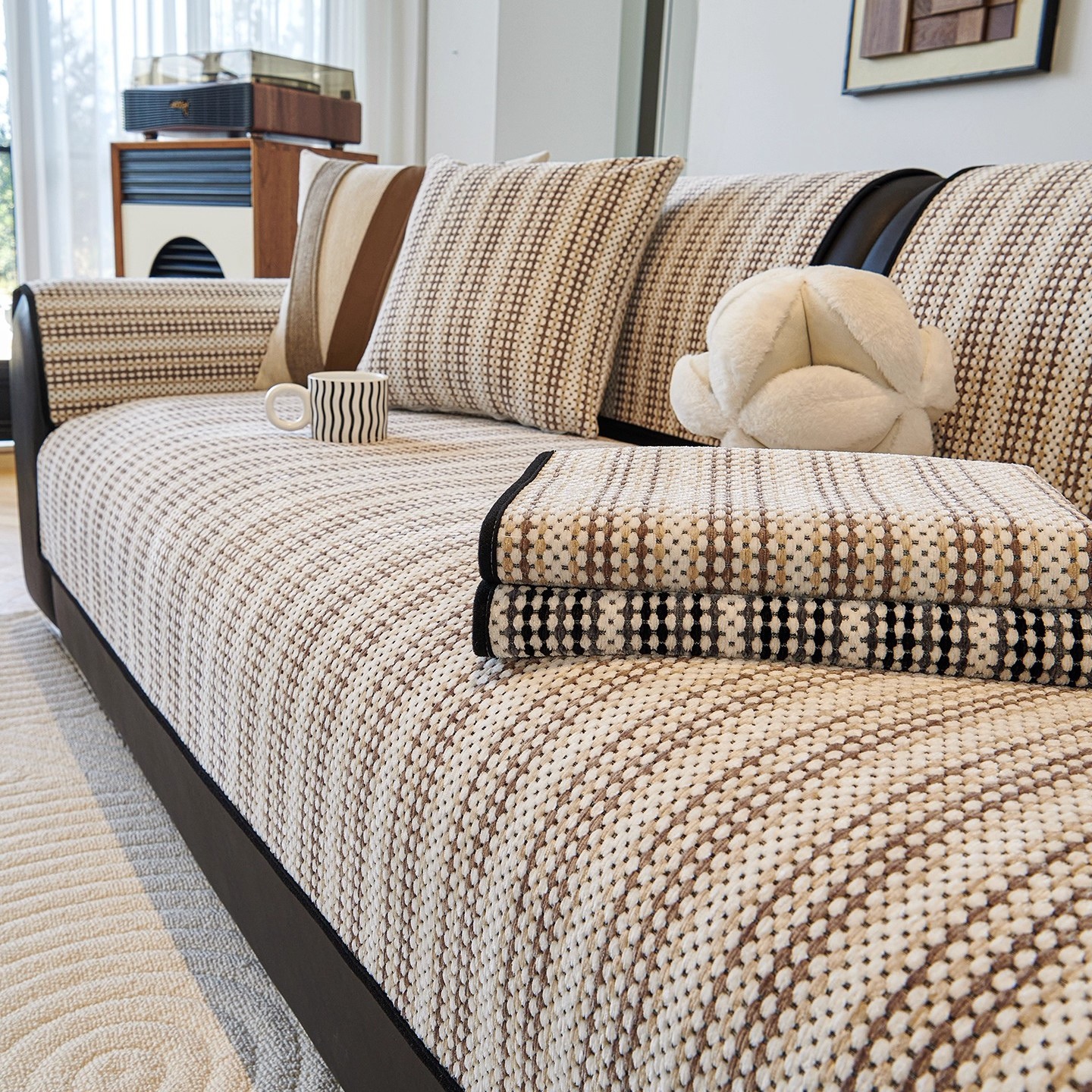 Thickened Chenille Fabric Wear-Resistant Anti-Cat Scratch Sand Cushion Simple Style Four-Season Universal Anti-Slip Cushion Sofa Cover