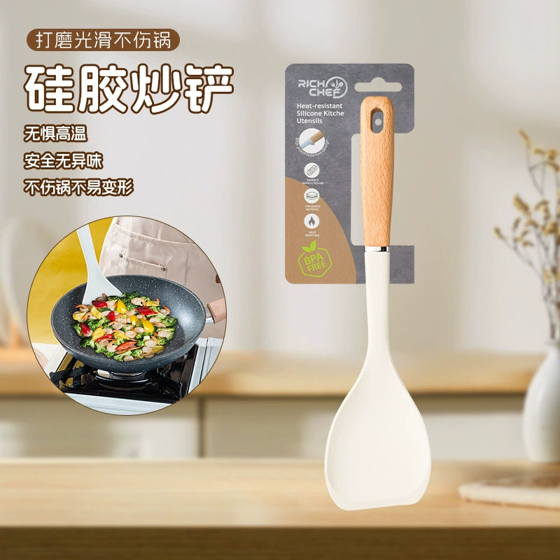 Силиконовая ложка для супа с антипригарным покрытием, кухонная лопатка, жаропрочная бытовая пищевая ложка для жарки, силиконовая лопатка, кухонная утварь, трансграничная поставка