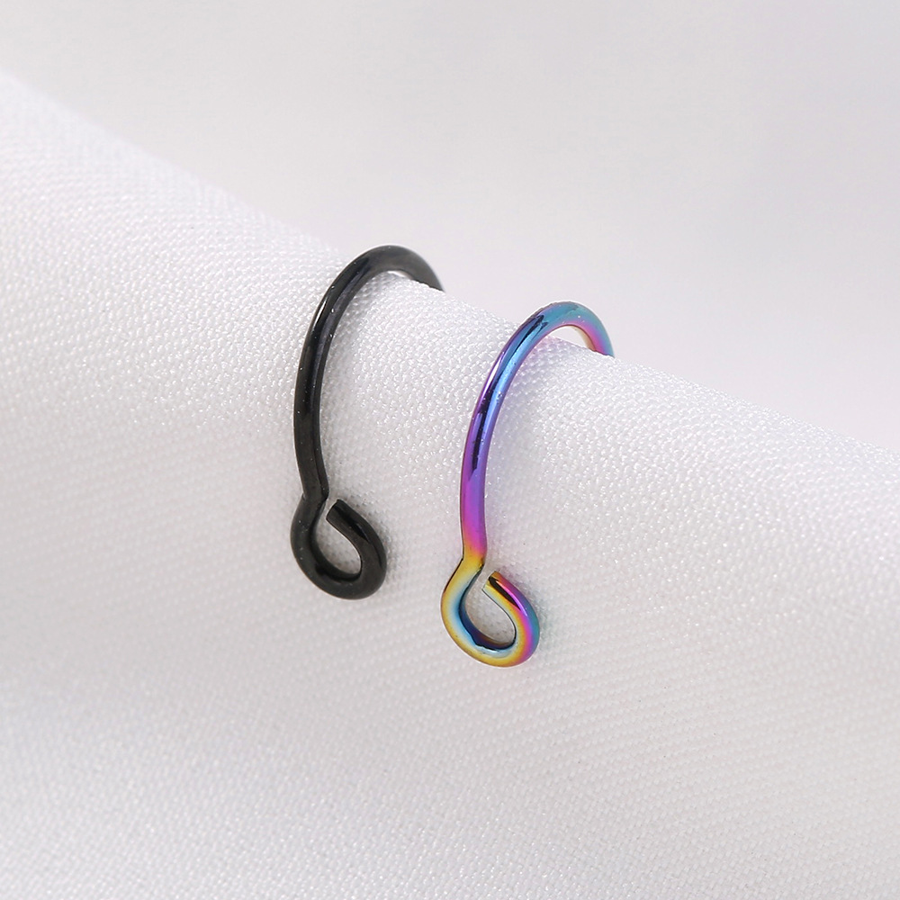 New Color Niche Stainless Steel Nose Ring Fake Piercing Nose Buckle Personality Accessories Wholesale display picture 4
