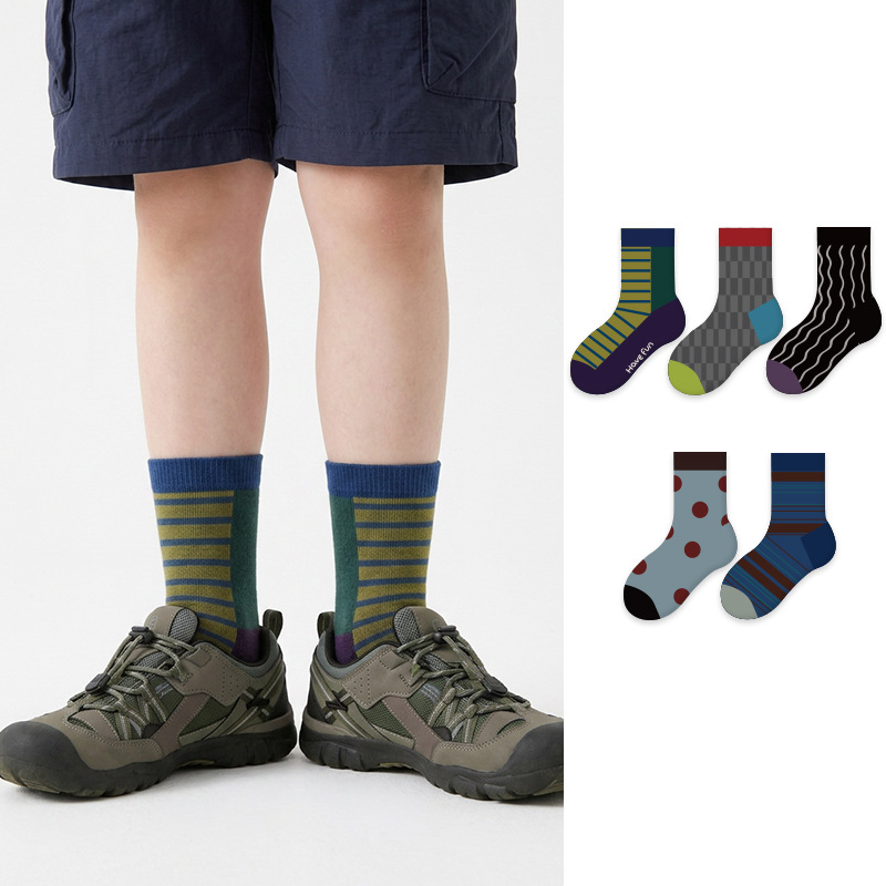 1928 Children's Socks Boys' Polka Dot Color Block Mid-to-large Kids'...