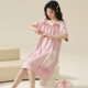 [Pure Cotton] Nightdress Women's Short-sleeved Summer Pajamas Summer Pullover Internet-famous Cute Home Clothes High-grade Mid-length Dress