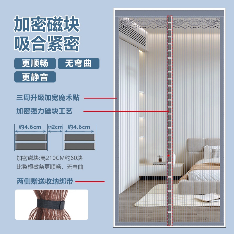 Cortina de puerta a prueba de mosquitos Velcro magnético puerta de pantalla de verano ventana de pantalla de partición doméstica auto-succión imán completo cuatro estaciones de alta calidad