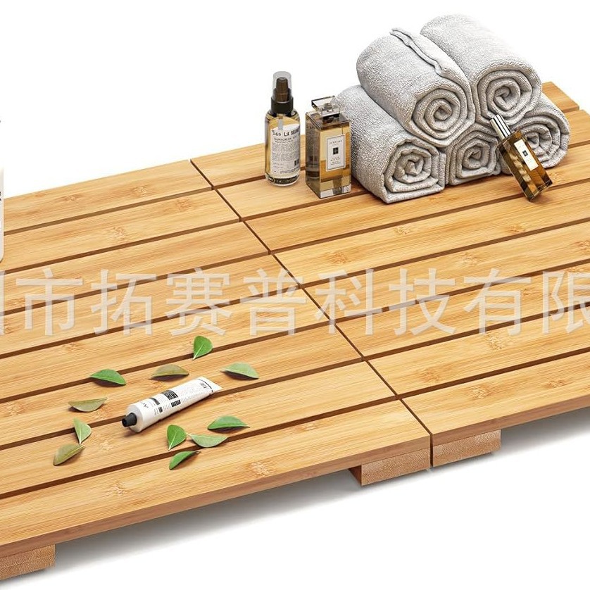 Ventas directas de bambú plegable antideslizante pedal de baño bañera de ducha impermeable antideslizante suelo estera