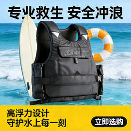 救生衣成人男女大浮力冲浪马甲漂流皮划艇摩托艇黑色浮力衣马甲