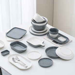 Ceramic tableware Nordic style French plate Bowl flavor dish suit high color value household restaurant dish fish plate Rice Rice Bowl