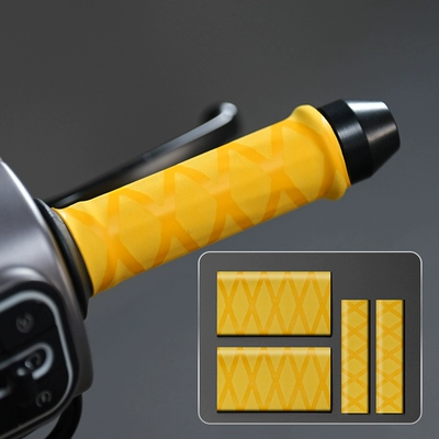 electric bike grip covers | Handlehold cover - yellow-heat-shrinkable-grid-handlebar-brake-1-set-of-4-pieces-default-item