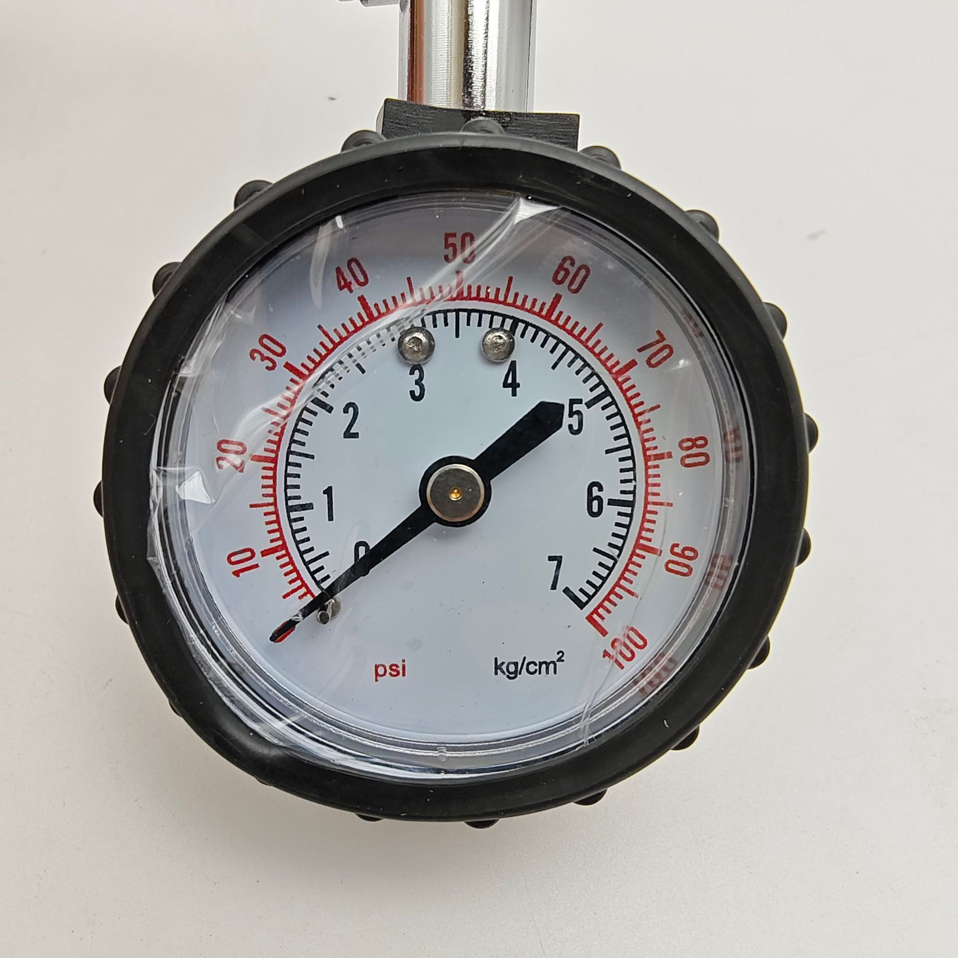High-precision car tire pressure gauge, multifunctional with deflation function, long hose mechanical tire pressure gauge detector