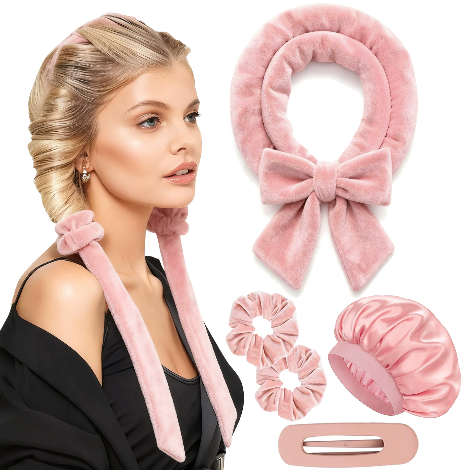 Harmless soft curly hairgrip with bow, (Cross-border trading), no hair damage, high-quality style