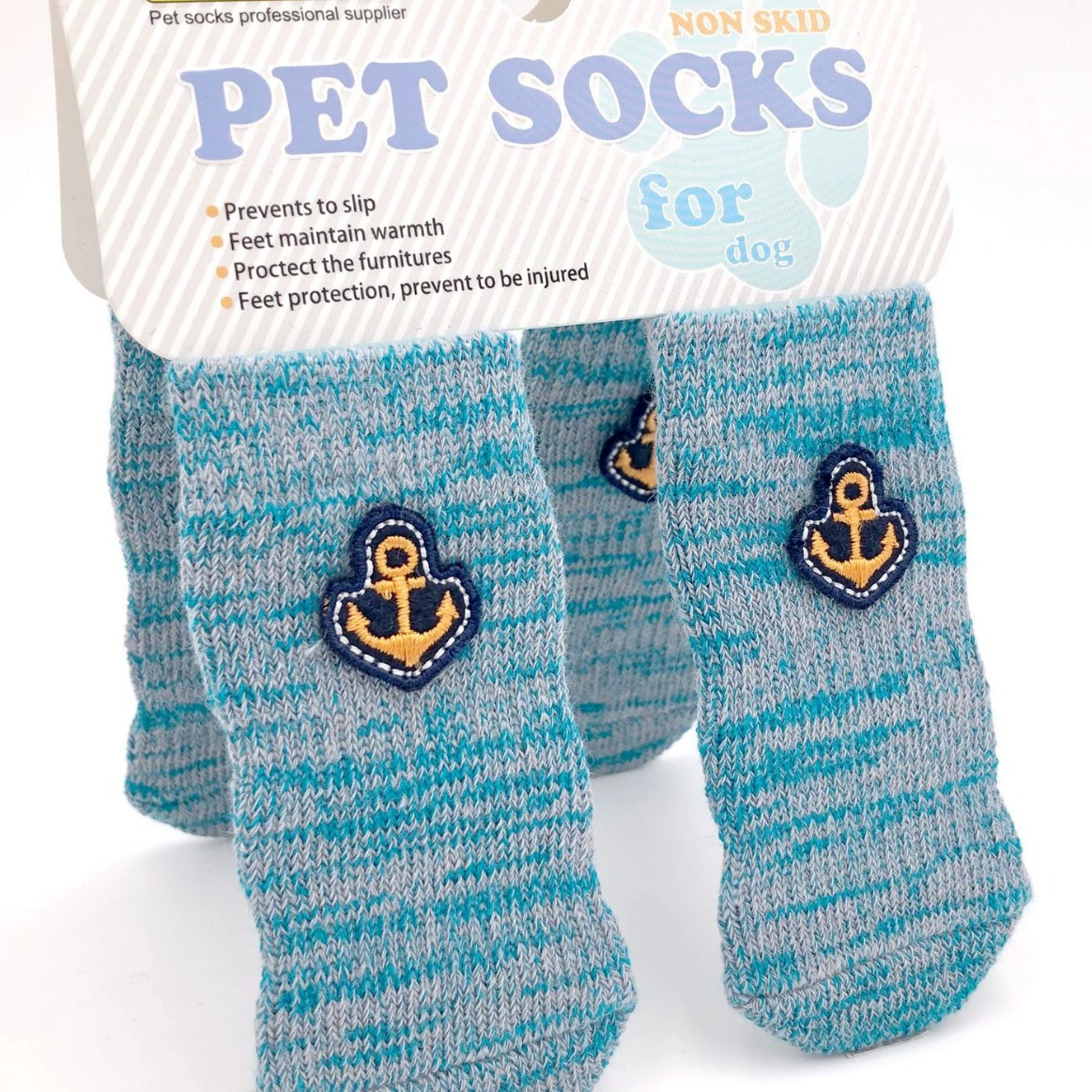 Новое поколение трехслойных эластин, морской якорь вышитый логотип для домашних животных носки анти-выпадения собачьи носки носок износостойкие и нескользящие