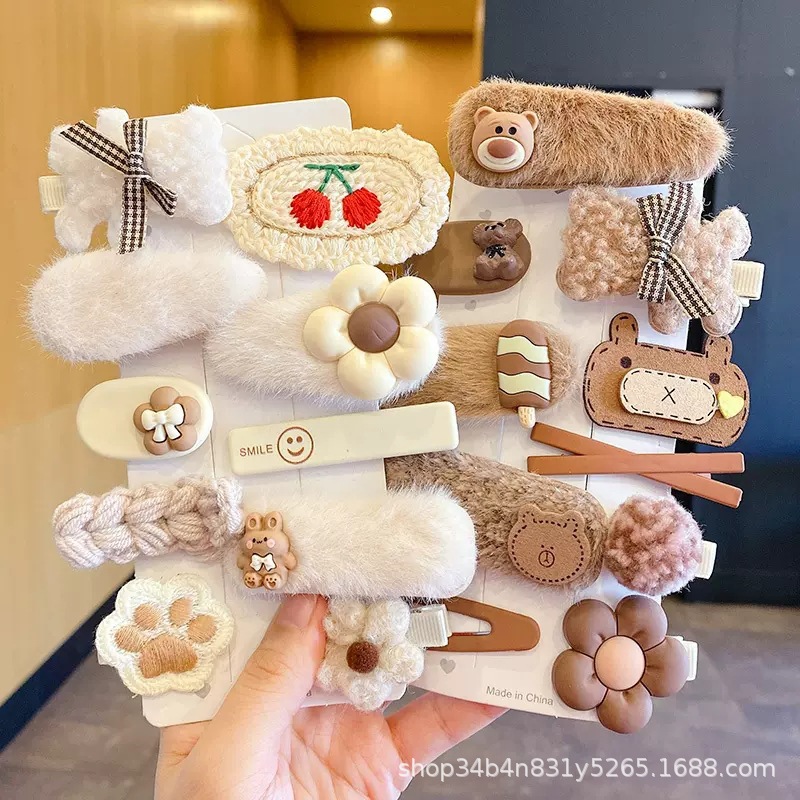 autumn and winter wild plush barrettes student woven hairpin children‘s clip hairware side bang clip internet celebrity ins style