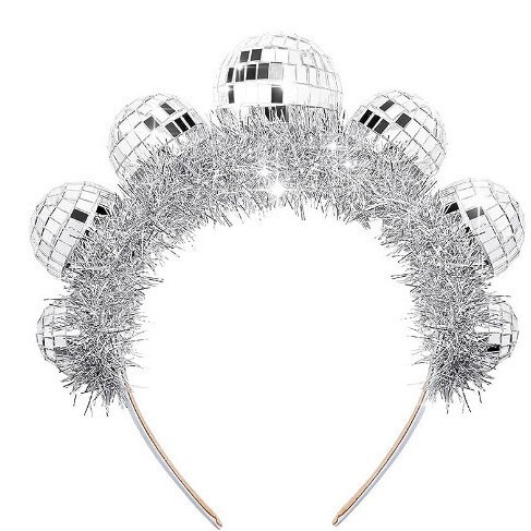 New Disco Bangs Silver Mirror Ball Christmas Headband Disco Party Dance Decorations New Disco Bangs Silver Mirror Ball Christmas Headband Disco Party Dance Decorations