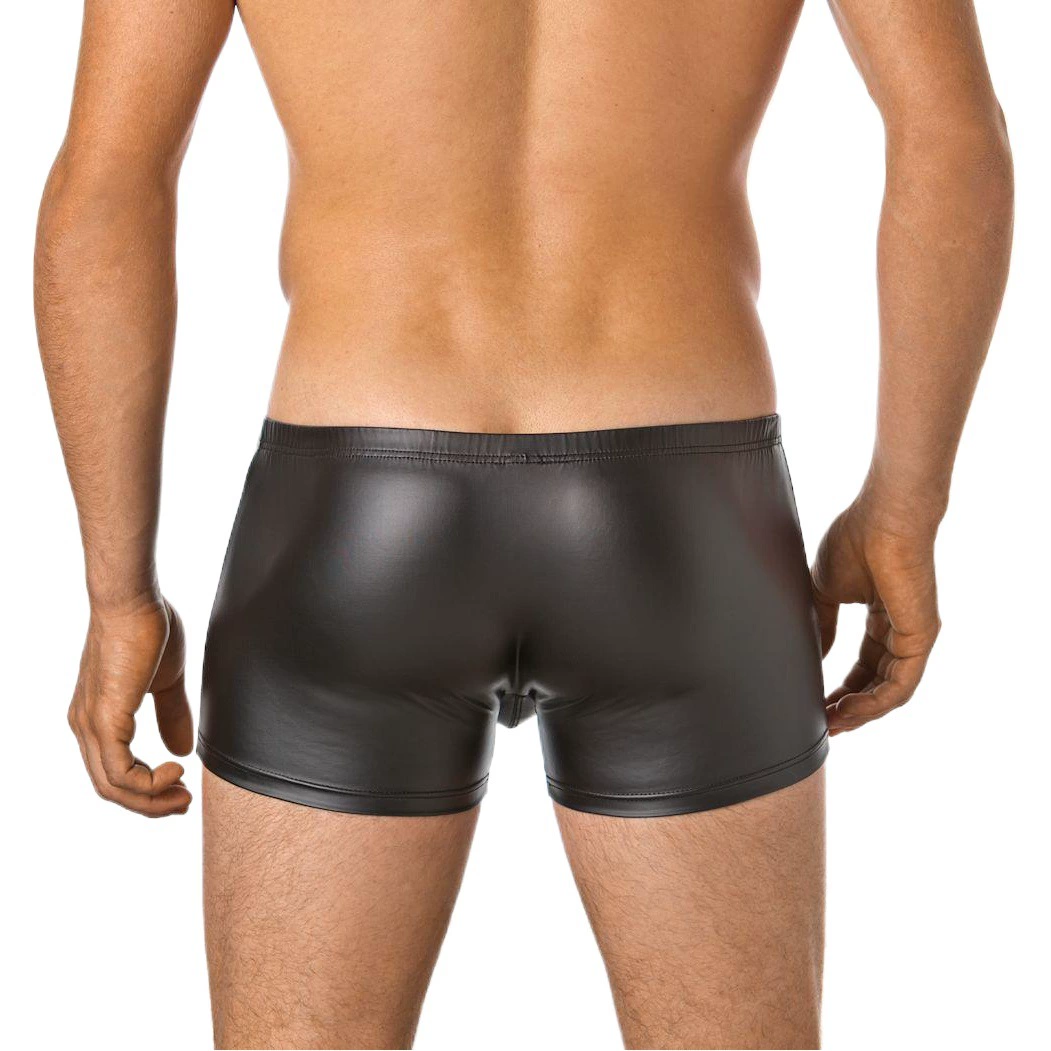 Трансграничные сексуальные мужские трусы-боксеры из лакированной кожи Amazon, забавные U-образные выпуклые кнопки, легкие съемные трусики-боксеры