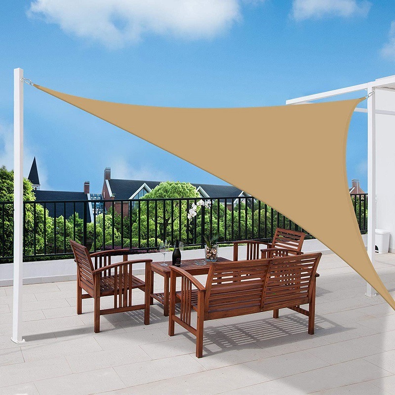 Vela de sombra triangular de poliéster Oxford impermeable UV, múltiples tamaños para jardín, toldo
