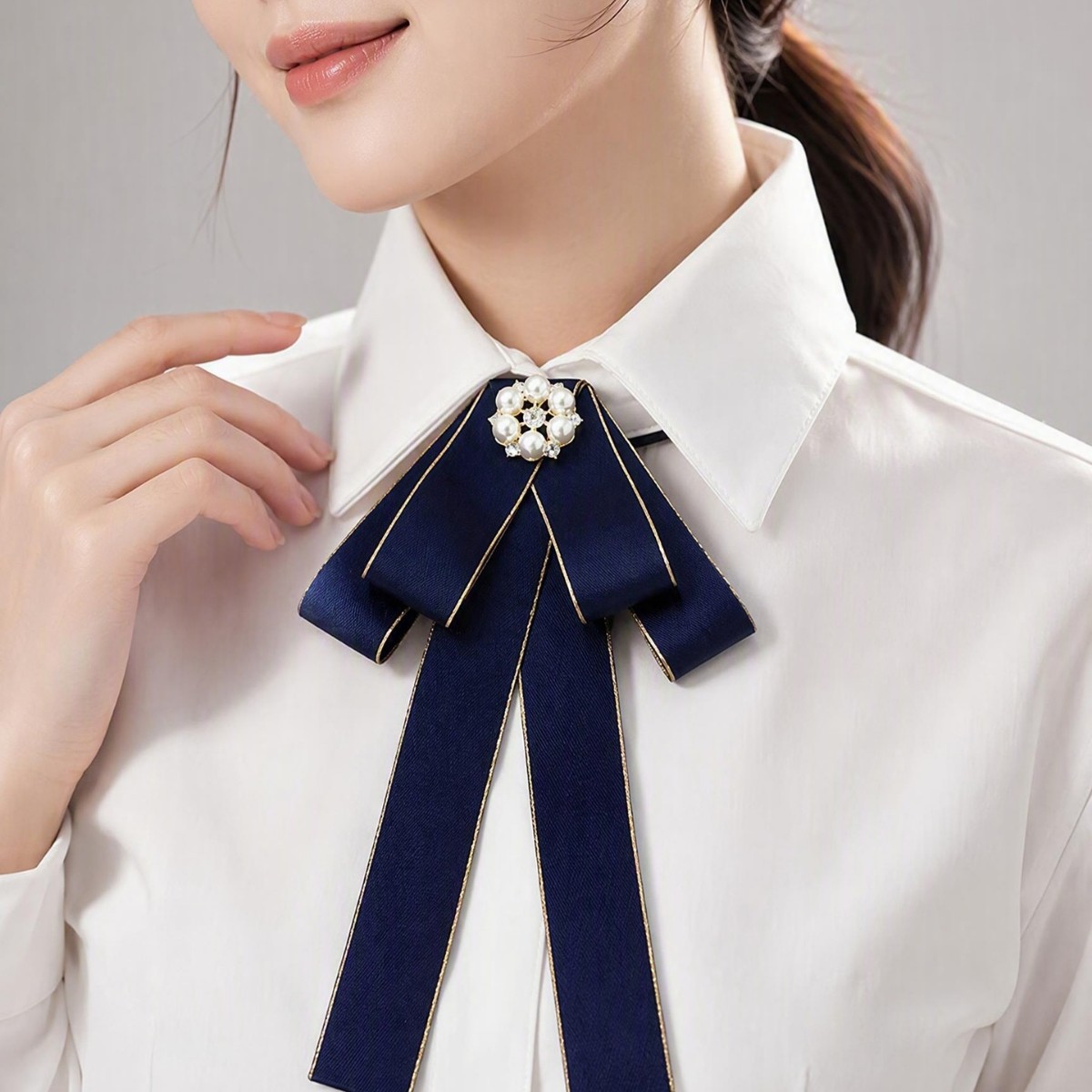 New Women's Professional Bow Tie Shirt Collar Decoration Jk Extension Strap Simple Bow Tie Available in Multiple Colors
