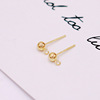 Preservation S925 Silver Needle Doudou Earrings with Hanging Circle White K color ear needle spherical earston needle accessories DIY earrings accessories