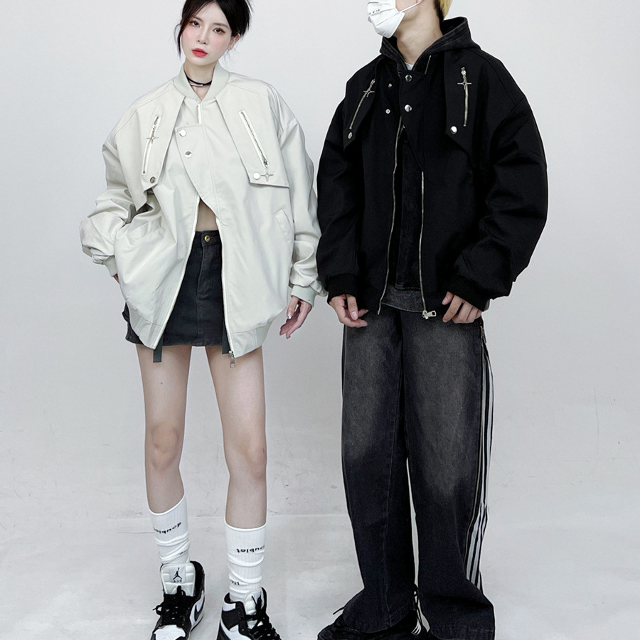 Uniforme de béisbol de diseño de nicho retro americano para mujer primavera y otoño nuevo estilo suelto calle alta vibe chaqueta de vuelo para hombre