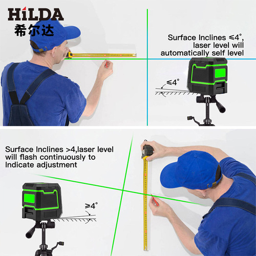 Portable mini small laser infrared level green light 2-line caster high-precision leveling meter strong light