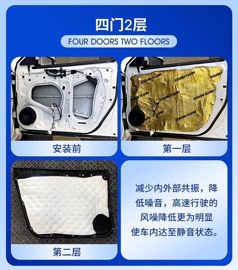Car Soundproofing and Shock-Absorbing Board Cotton Self-Adhesive Soundproofing Material Sound-Absorbing Cotton Four-Door Car Door Sticker Plastic Backup