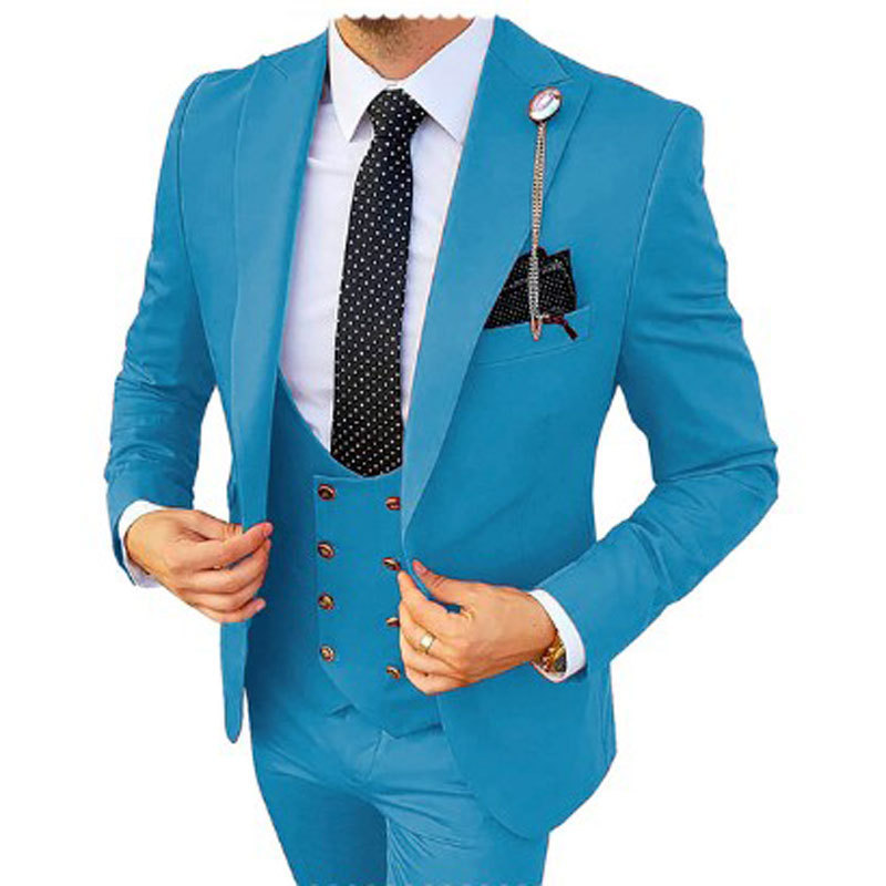 레이크 블루 (탑 + 조끼 + 바지)