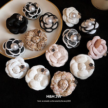 镶钻珍珠布艺花朵时尚胸针轻奢高级感别针小众气质百搭胸饰饰品