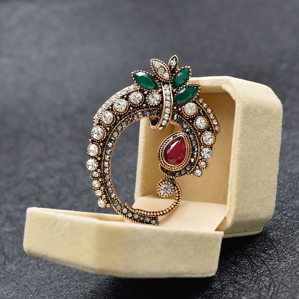 Spilla donna retro elegante design floreale con strass brillanti_voghion.com
