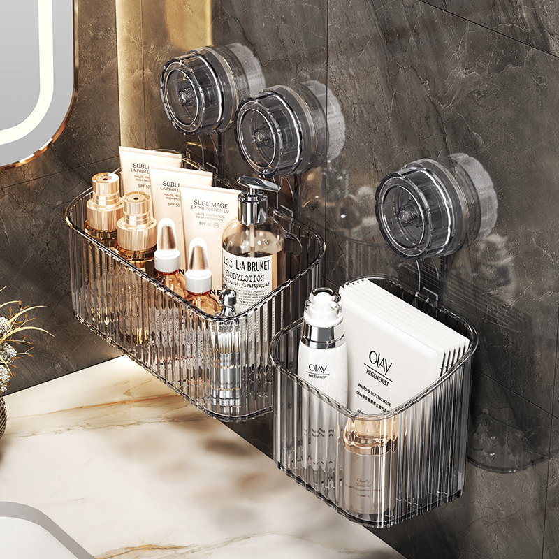 Suction Cup Storage Shelf Toilet Toilet Washing and Washing Table Bathroom Hanging Wall-mounted Cosmetic Storage Box Suction Cup Storage Shelf Toilet Toilet Washing and Washing Table Bathroom Hanging Wall-mounted Cosmetic Storage Box
