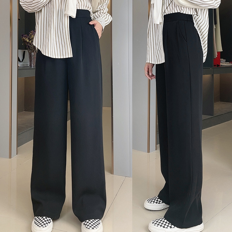 Spring and Autumn casual wide-leg pants double-breasted oblique placket loose casual draping mop suit pants women's winter pants suit pants Spring and Autumn casual wide-leg pants double-breasted oblique placket loose casual draping mop suit pants women's winter pants suit pants