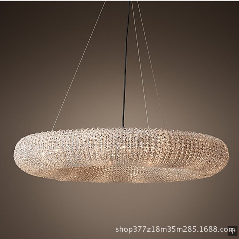Ring-Shaped American-Style Chandelier for Living Room Rh Retro Candle Luxury Designer Study Soft Decoration Villa Bedroom Crystal Lamp