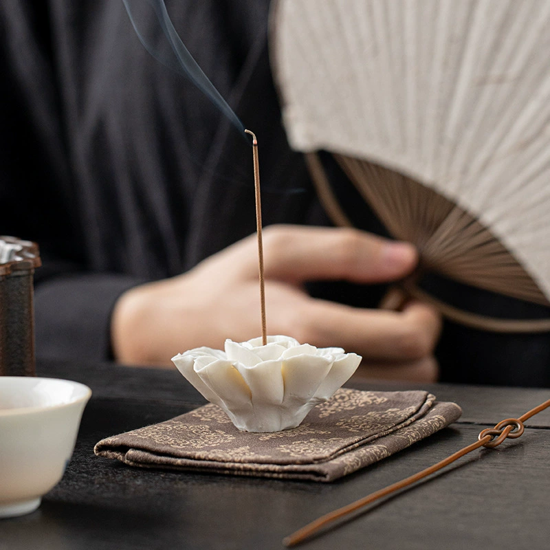 （） Incense Burner Ceramics Household Indoor Incense Plug Lotus Fragrance Stand Line Incense Base Incense Ornament Incense Ornament Incense Burner Tea Track