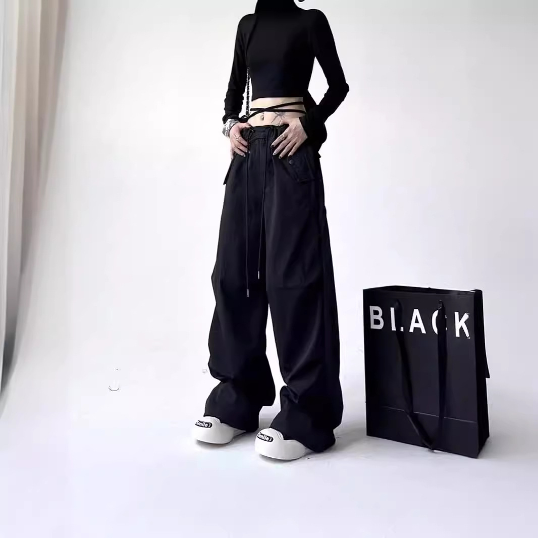 Pantalones Cargo Paracaidistas con Cordón y Puño Ajustado para Mujer