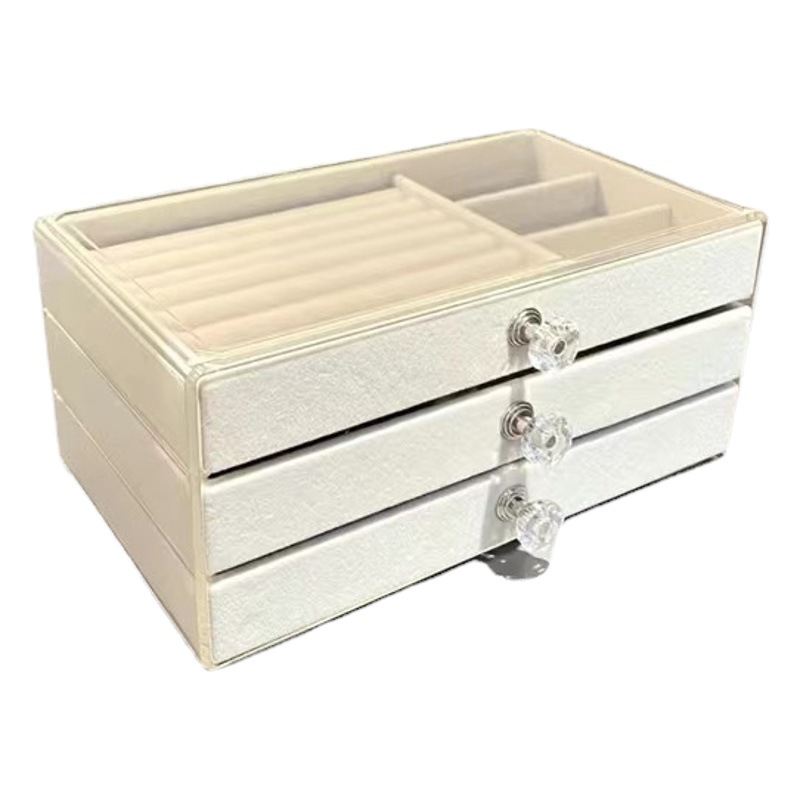Caja de joyería de terciopelo multicapa para almacenamiento de pendientes, collares, anillos y exhibición de joyas.
