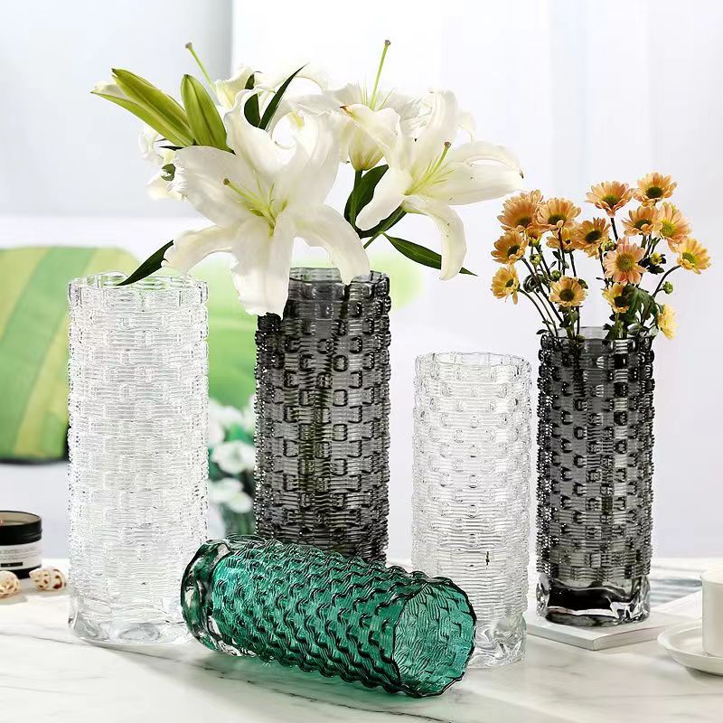 Botella de vidrio de escritorio de sala de estar flor de lujo ligera botella de vidrio de arte inswind rosa de alto nivel de cultivo de agua