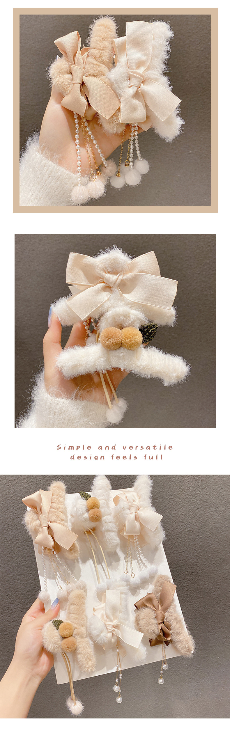 Fashion Bow Knot Plush Handmade Hair Claws 1 Piece display picture 1