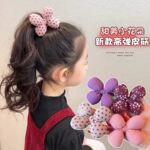 波点蝴蝶结发圈儿童发饰可爱女童高马尾头绳皮筋高弹力不伤发头饰