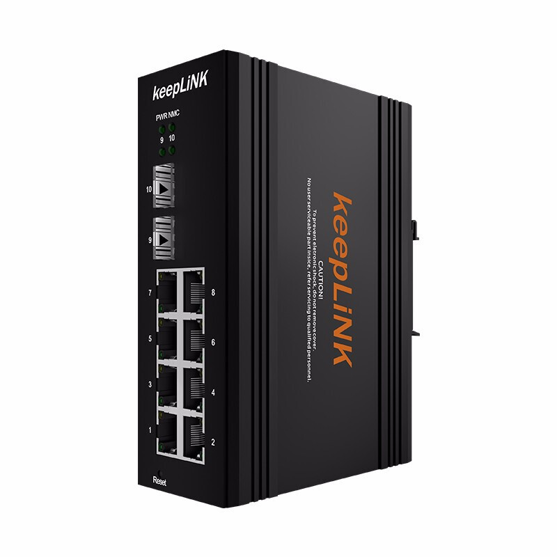 keepLINK 工业以太网交换机百兆2光8电SFP接口 2个百兆SFP光口8个