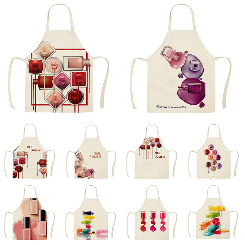 2022 fashion ladies Nail Polish printing linen sleeveless apron Kitchen home daily parent-child sleeveless overalls 2022 fashion ladies Nail Polish printing linen sleeveless apron Kitchen home daily parent-child sleeveless overalls