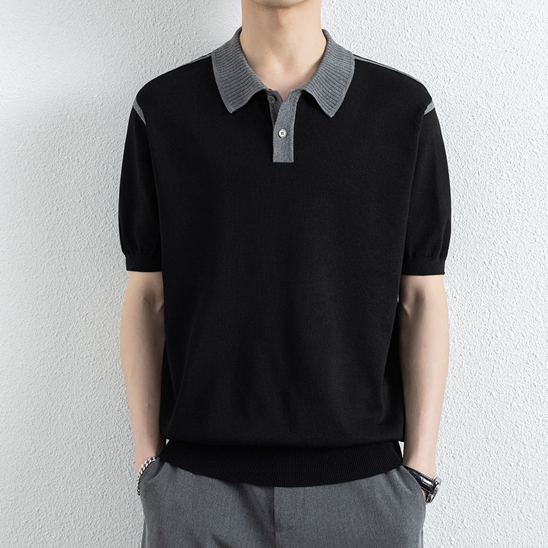 Polo camiseta de punto camiseta de manga corta camiseta de hombre paul línea tridimensional viejo qianfeng verano fábrica transfronteriza al por mayor