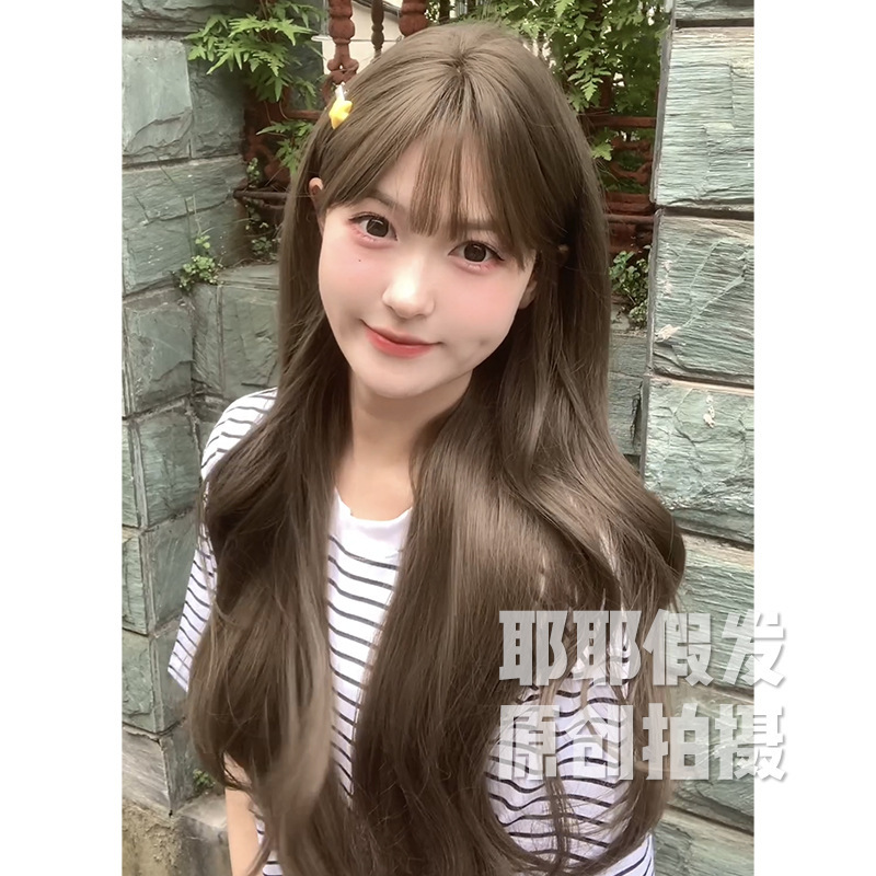 Wholesale wig women's long hair full head long curly hair Daily natural French style big wave imitation full real human hair wig