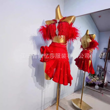 拉丁舞裙比赛服亮片拉丁舞裙不规则流苏连衣裙舞台演出服国标表演
