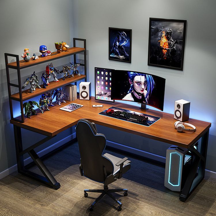 Solid wood corner computer desk desktop home office desk bedroom corner e-sports table L-shaped double desk writing table